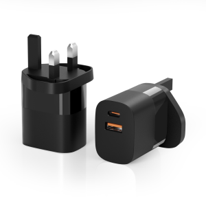 YS-20CUC A+C 20W - 30W -BLACK -UK Type-C + USB-A
